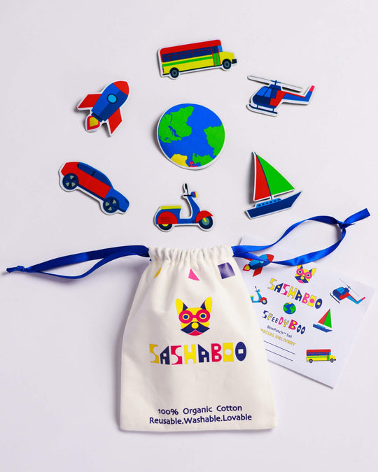 SpeedyBoo BooPatch™ reusable patch set for TeeBoo™ interactive kids T-shirts by SASHABOO.