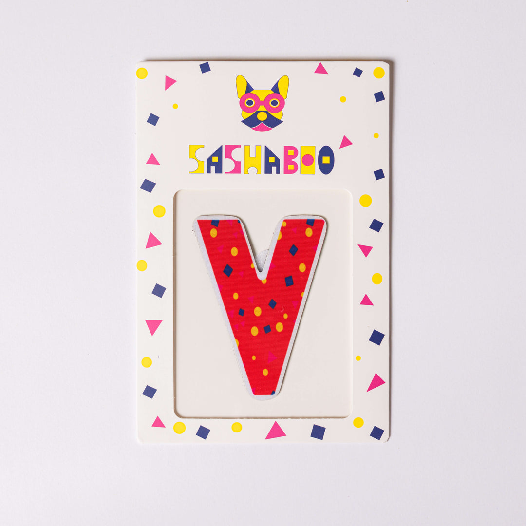 Letter V reusable alphabet patch for kids learning letters spelling names and creative educational play
