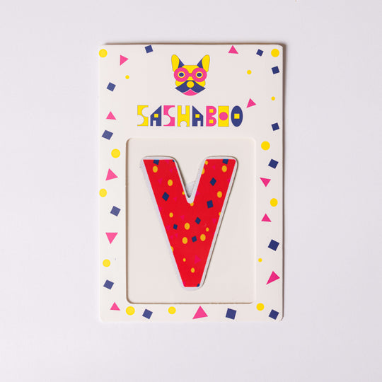 Letter V reusable alphabet patch for kids learning letters spelling names and creative educational play