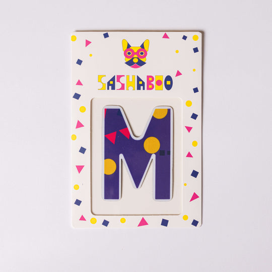 Letter M reusable alphabet patch for kids learning letters spelling names and creative educational play
