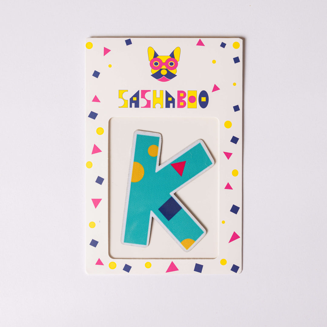 Letter K reusable alphabet patch for kids learning letters spelling names and creative educational play