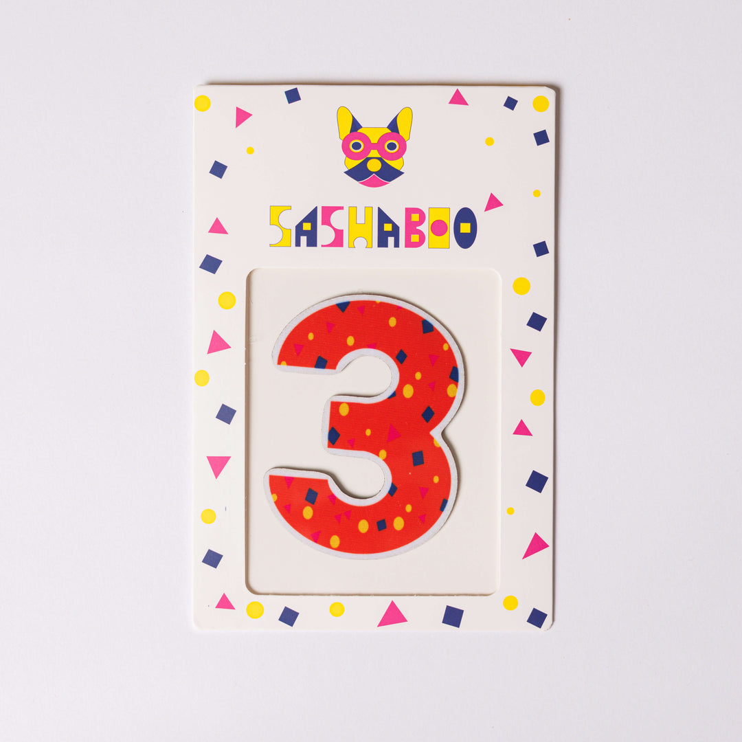 Number 3  reusable patch for kids learning counting maths skills and birthday milestone shirts
