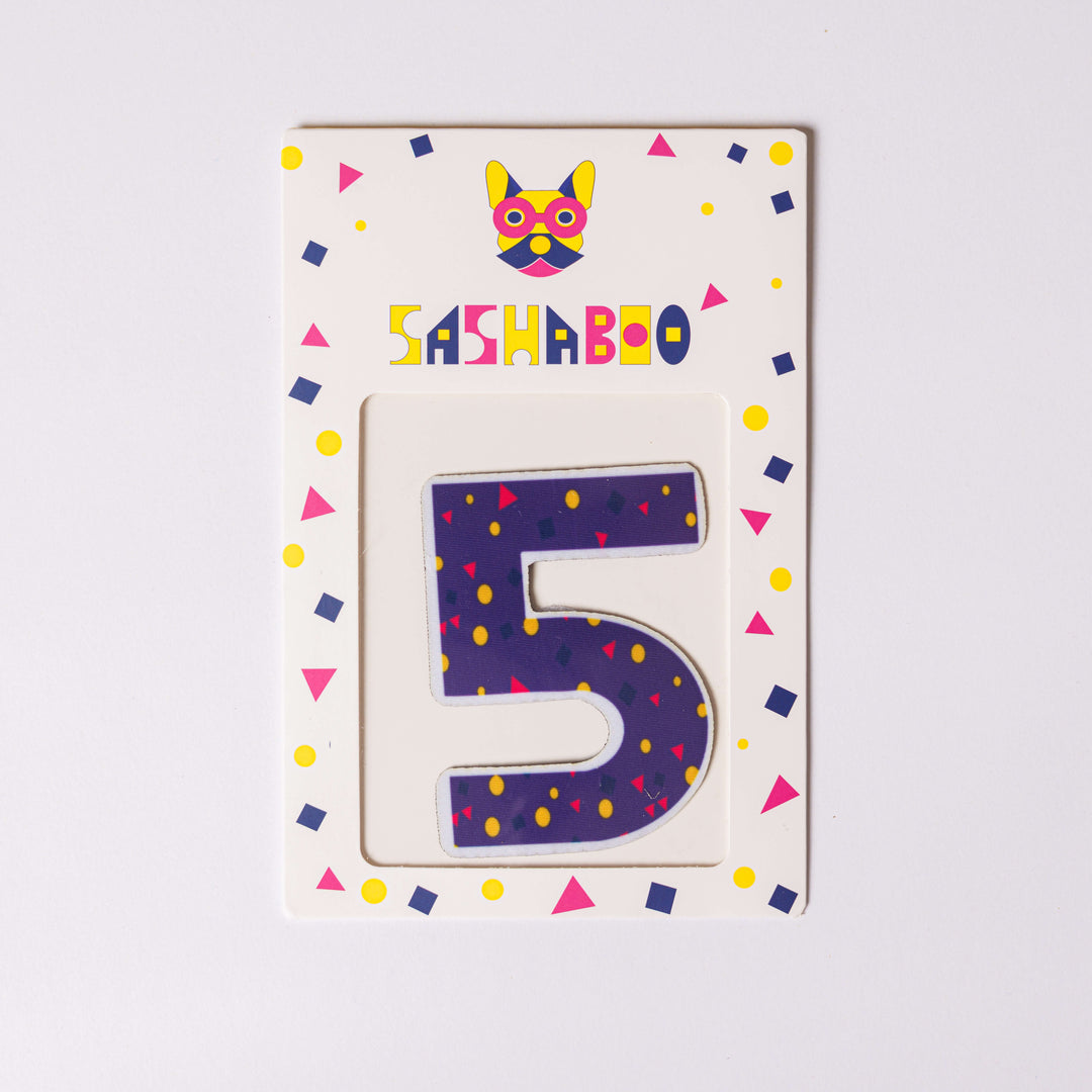 Number 5 reusable patch for kids learning counting maths skills and birthday milestone shirts