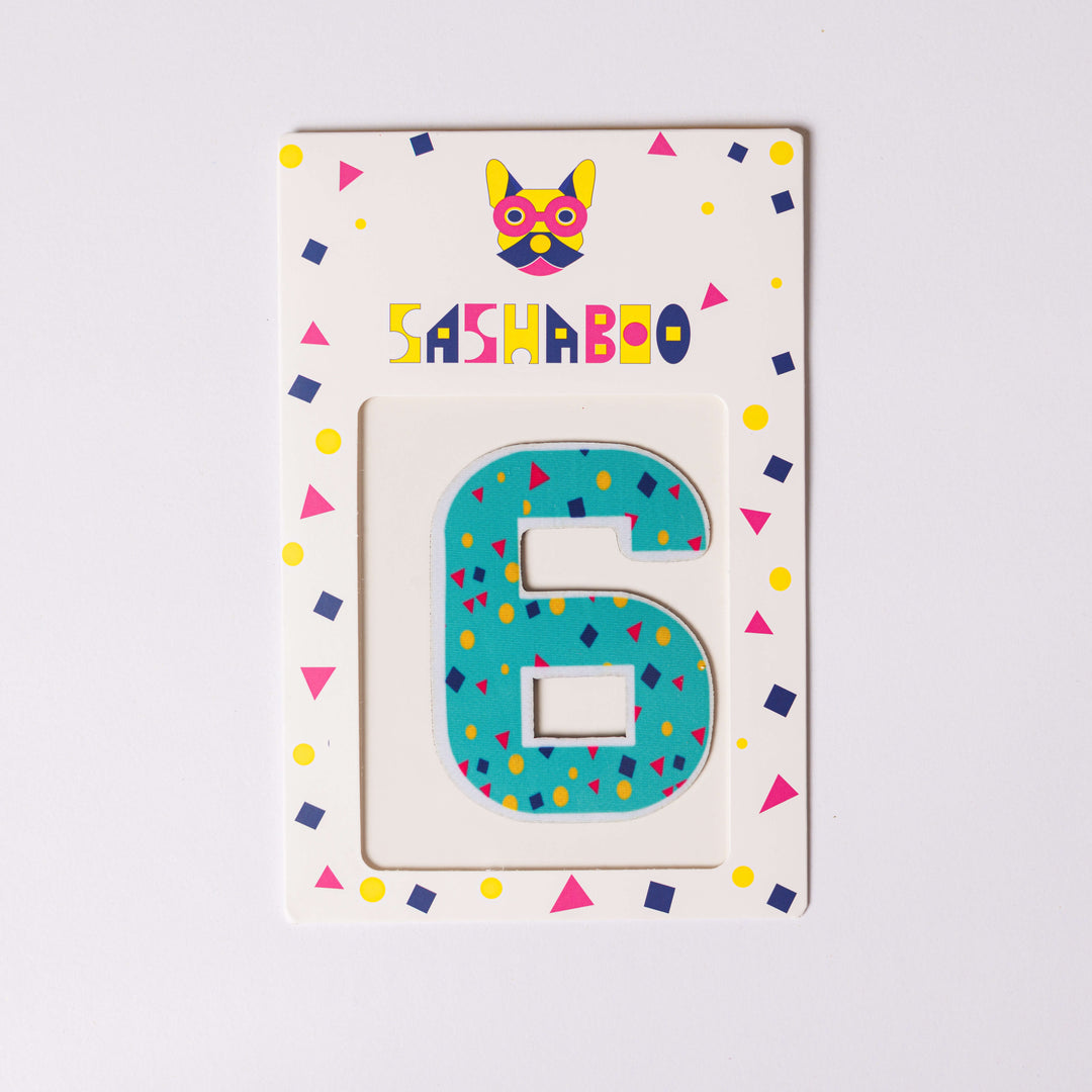 Number 6  reusable patch for kids learning counting maths skills and birthday milestone shirts
