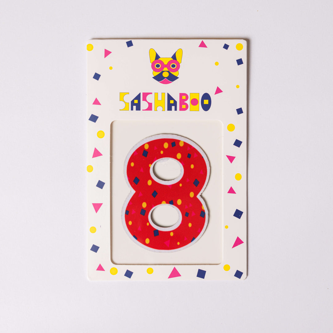 Number 8  reusable patch for kids learning counting maths skills and birthday milestone shirts