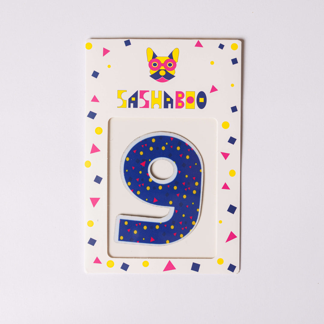 Number 9  reusable patch for kids learning counting maths skills and birthday milestone shirts