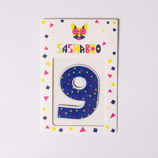 Number 9  reusable patch for kids learning counting maths skills and birthday milestone shirts