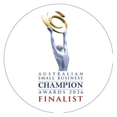 SASHABOO finalist badge for the Australian Small Business Champion Awards 2026.